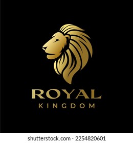 King Lion Head Logo Template, Lion Strong Logo Golden Royal Premium Elegant Design