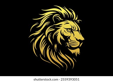 King Lion Head Logo Template, Lion Strong Logo Golden Royal Premium