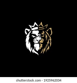 king lion head logo vector template illustration design