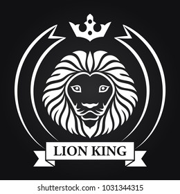 King lion head mascot on black background