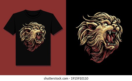 king lion head t shirt design