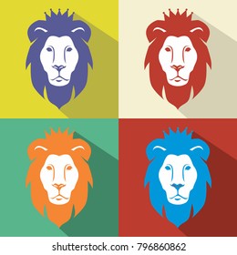 King Lion Icons Flat Design