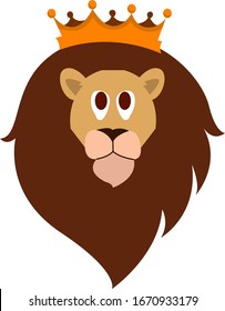 King lion, illustration, vector on white background.