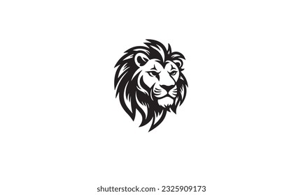 logotipo del león rey icono plano simple negro sobre fondo blanco