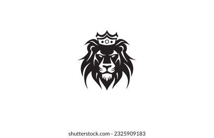 king lion logo black simple flat icon on white background