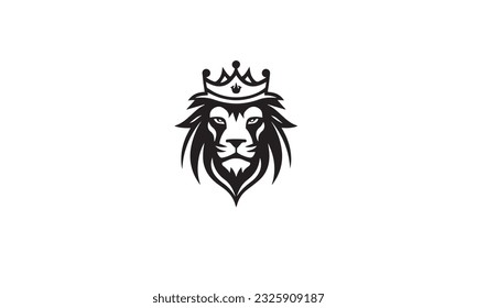 king lion logo black simple flat icon on white background