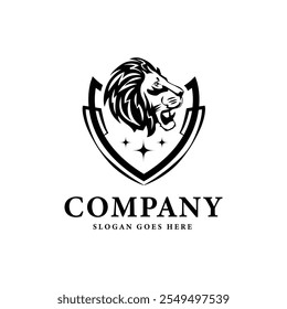 King lion logotipo conceito emblema design de modelo