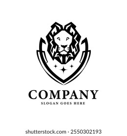 King lion logo concept badge template business