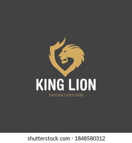 King lion logo design template. Lion shield logo. Vector illustration