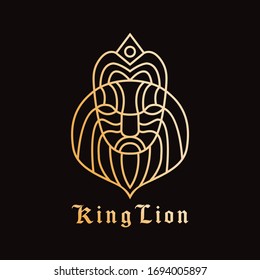 King Lion logo design vector template with Luxury Concept style. Royal Emblem Symbol and modern icon for Company And Business.