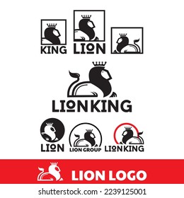 KING LION LOGO, SILHOUETTE OF SIMPLE LION vector illustrations