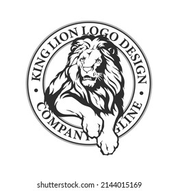 King lion logo template vector illustration on white background