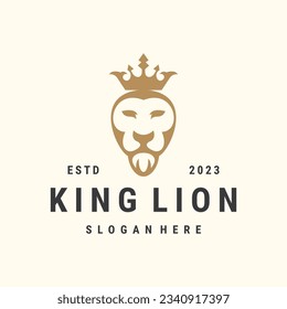 King lion logo vector icon illustration hipster vintage retro