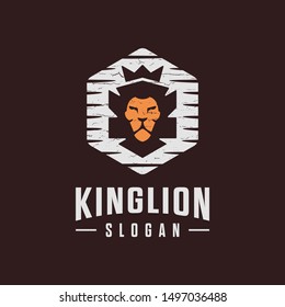 king lion logo - vector illustration design on a dark background