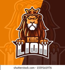 king lion mascot esport logo design