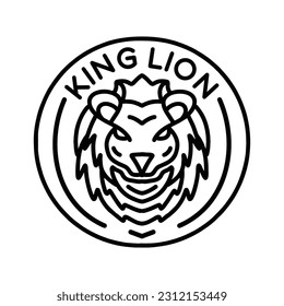 King Lion Monoline Logo Vector Graphic Design illustration Vintage Badge Emblem Symbol and Icon