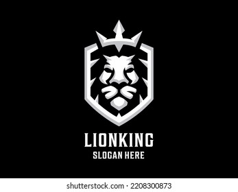 King Lion Royal Crown Shield Premium Logo Illustration