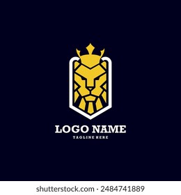 king lion shield  logo design vector