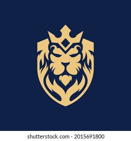 King Lion Shield Vector Logo Design
