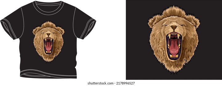 king lion t-shirt design background color is a black and t-shirt color is a black beautiful color and beautiful design