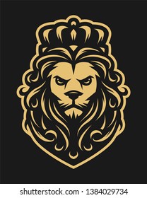 King lion in vintage style on a dark background.