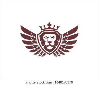 king of lions with vector logo wings