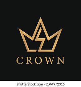 Plantilla de diseño de oro abstracto del logotipo King, iconos geométricos