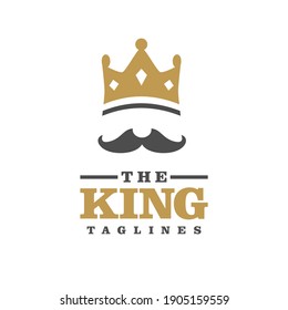 The King Logo a Crown and Mustache Symbols