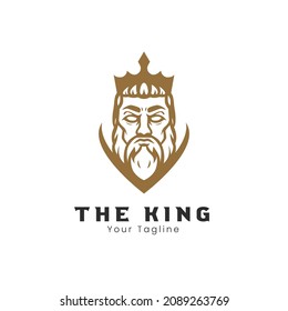 The king logo design. King crown mascot logo.