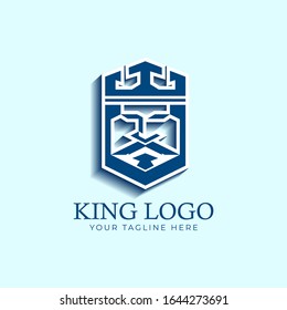 King Logo Design with flat poster style