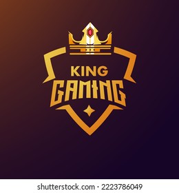 King logo design with modern illustration concept style for badge, emblem and t-shirt printing. Crown illustration for team gaming esport