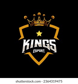 King logo design with modern illustration concept style for badge, emblem and t-shirt printing. Crown illustration for esport team