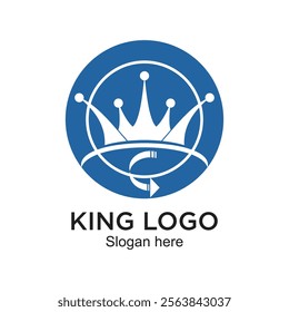 King logo design simple concept Premium Vector