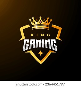 King logo design vector isolated on dark background. Crown illustration for team gaming esport