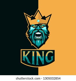 king logo e-sport vector. head king with crown logo mascot vector