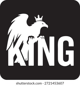 Logotipo del rey con un águila con una corona y la palabra REY