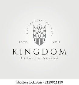 king logo line art vector symbol illustration design, king with crown logo design