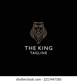 King logo with line style logo icon design template flat vector