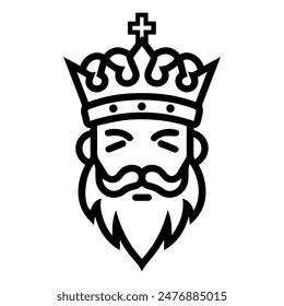 Logotipo King o icono de línea moderna. Ilustración de línea de Vector y diseño de íconos con contorno en negrita. Negro y blanco Pixel Perfecto símbolo minimalista aislado fondo blanco. Logotipo creativo