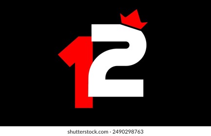 King Logo Número Blanco Rojo Simple Moderno