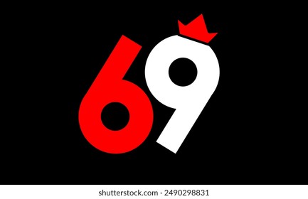 King Logo Número Blanco Rojo Simple Moderno