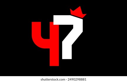 King Logo Number White Red Simple Modern