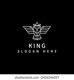 King logo. Royal logo. Luxury logo. King face logo. King and crown 