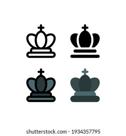 King Lord in Chess Game and Strategy Outline Icon, Logo, and illustration Vector