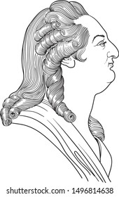 King Louis XVI cartoon portrait, vector