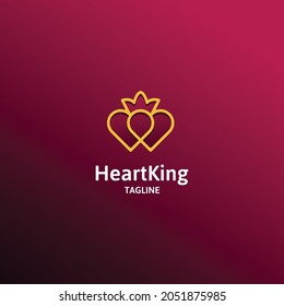 King of love flat line vector logo concept.