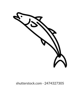 King Mackerel Outline Icon, Vector illustration