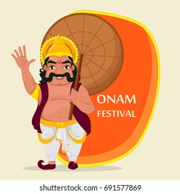 King Mahabali. Happy Onam festival in Kerala. Vector illustration