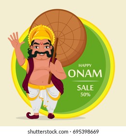 King Mahabali. Happy Onam festival in Kerala. Vector illustration for sale or banner.