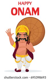 King Mahabali. Happy Onam festival in Kerala. Vector illustration.